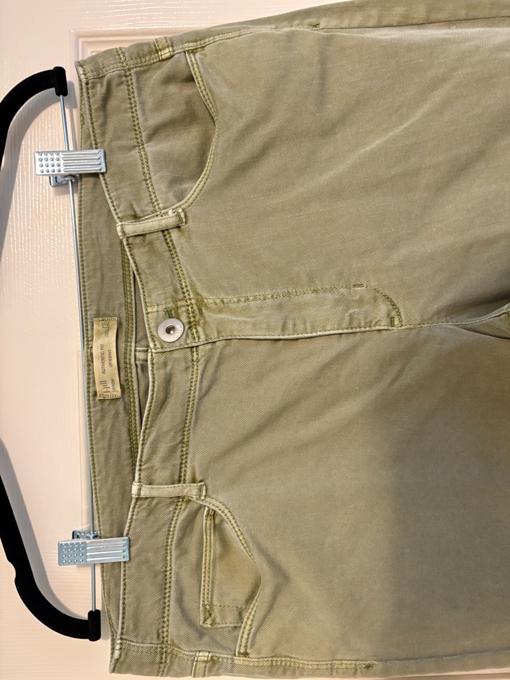 ✨ J. Jill Olive Cropped Denim Jeans Frayed Ankle Hem Size 12 ✨ - Picture 4 of 10